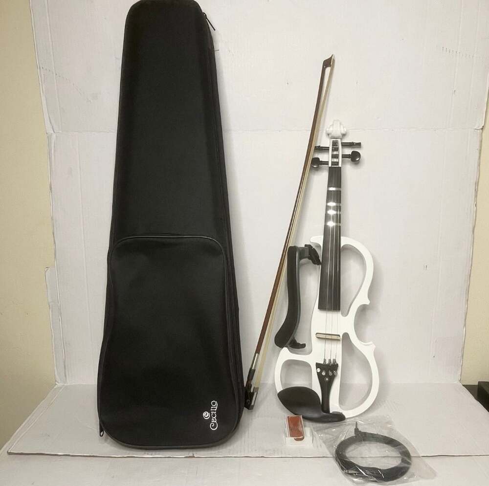 Cecilio Electric Silent Violin Size 4/4 White Solid Wood Kit